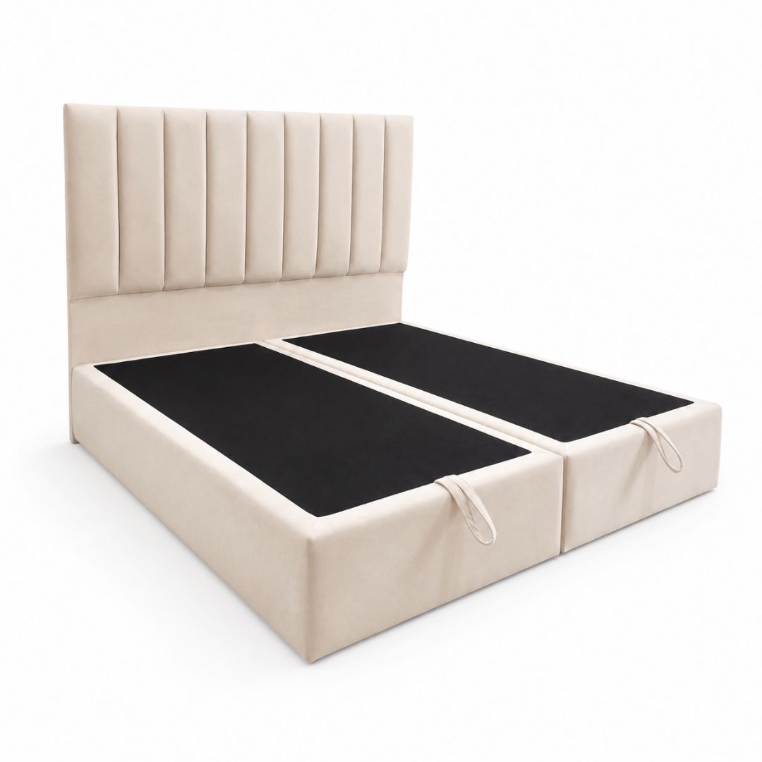 Base de cama baúl con Respaldo tubular Premium