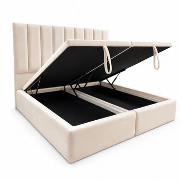 Base de cama baúl con Respaldo tubular Premium