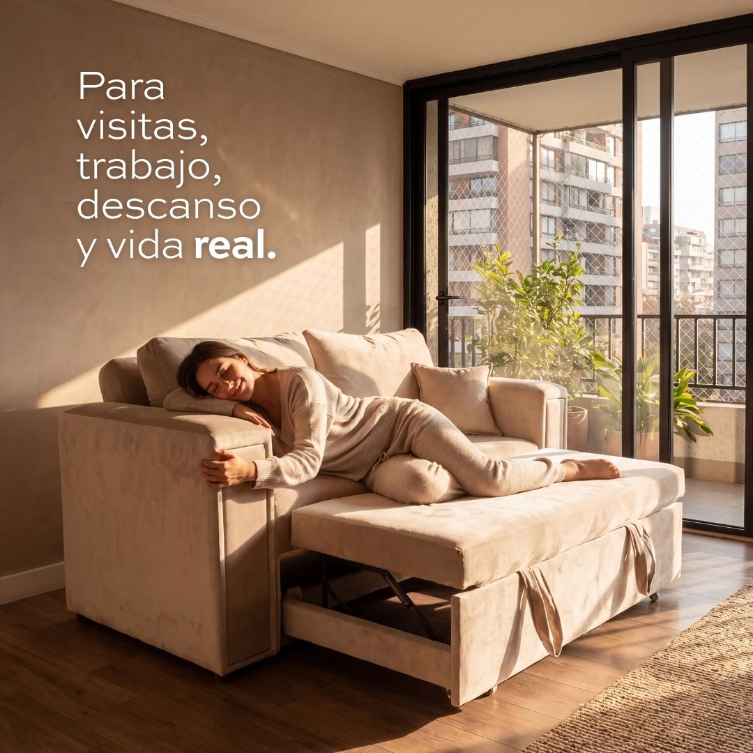 Sofá cama Siena multifuncional para descanso, visitas y trabajo en departamentos modernos